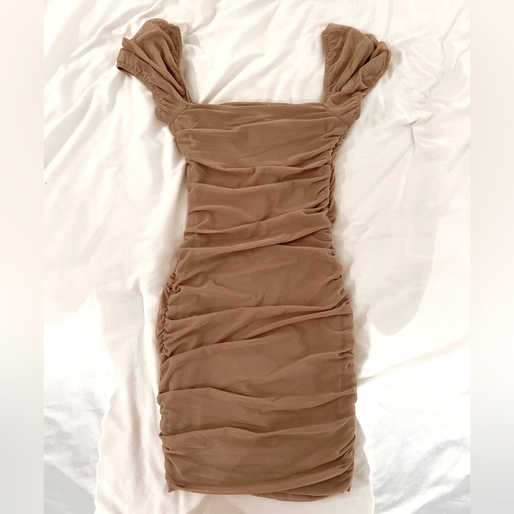 Charvi Mini Dress Tan Princess Polly